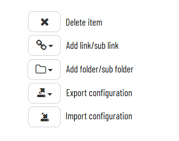 Buttons for modifying the link tree