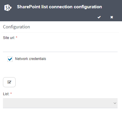 SharePoint list connection configuration