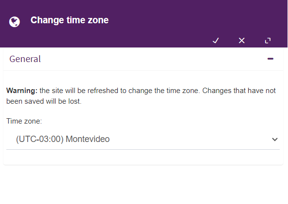 Preference time zone panel