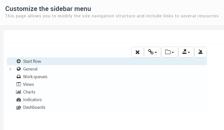 Sidebar menu's item tree